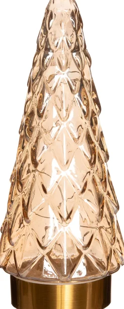 Weihnachtsdeko Baum taupe / gold beleuchtet mit 10 LEDs D 10,5 H 24,5 cm