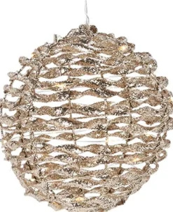 Weihnachtsdeko Kugel Nora gold mit Beleuchtung D 15 cm