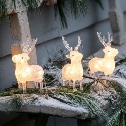 Weihnachtsdeko Rentier beleuchtet 12 LEDs warmweiß H 17 cm