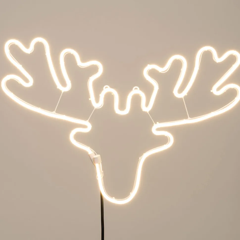 Weihnachtsleuchte Neon Elch mit LED Beleuchtung 62 x 42 x 2 cm warmweiß