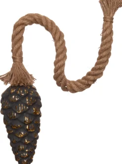 Weihnachtsleuchte Tannenzapfen mit Seil gold D 10 cm mit 15 LEDs warmweiß