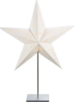 Weihnachtsstern beleuchtet weiß mit 10 LEDs warmweiß D 45 cm