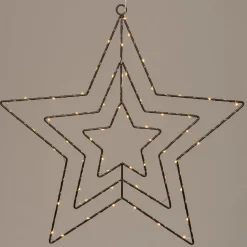 Weihnachtsstern Fensterdeko schwarz beleuchtet mit 38 LEDs klassisch warm D 36 cm